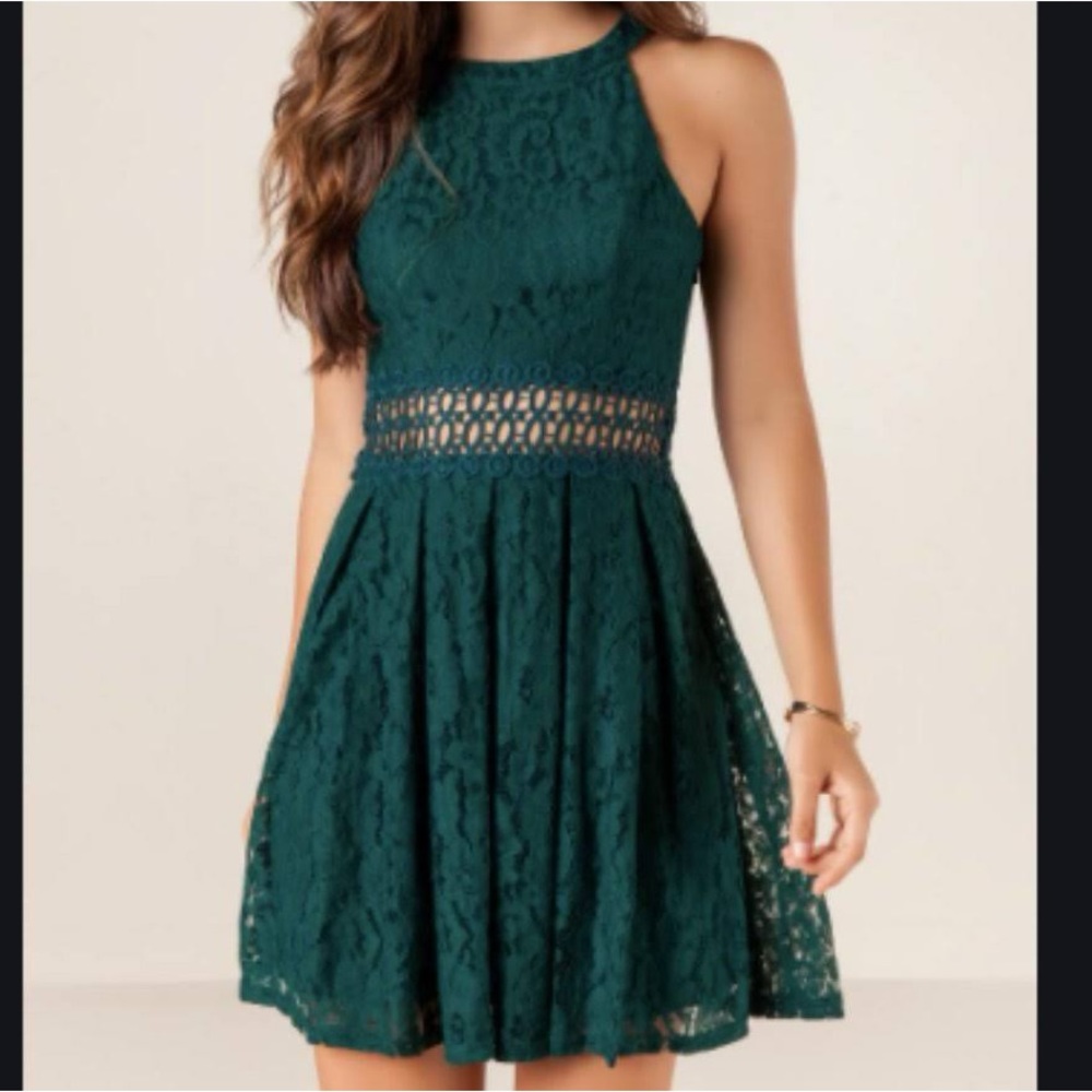 Francesca’s Collections Emerald Green Lace Dress